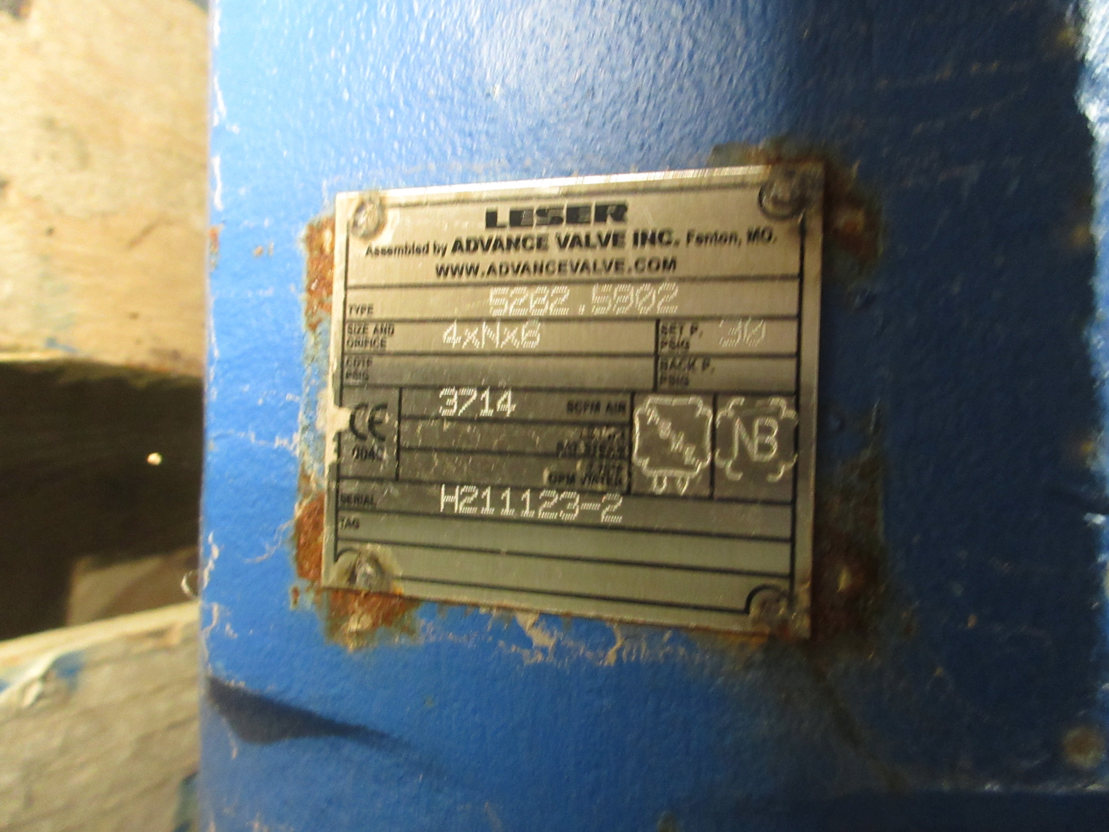 Leser Spring-Loaded Safety Valve 5262.5902 3714 SCFM Set: 30 PSIG *No Box*
