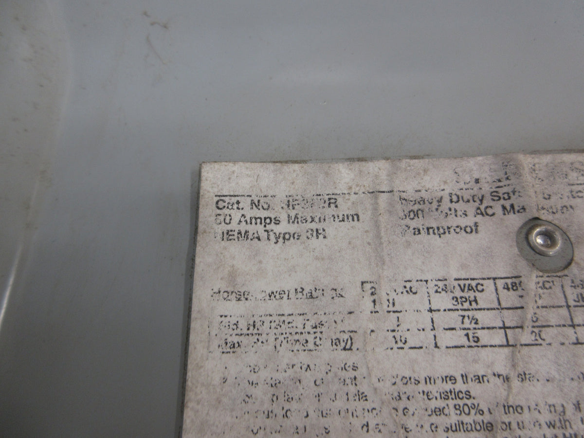 Siemens Fusible 3R Safety Switch / Disconnect HF362R 60A 600V 3P Used