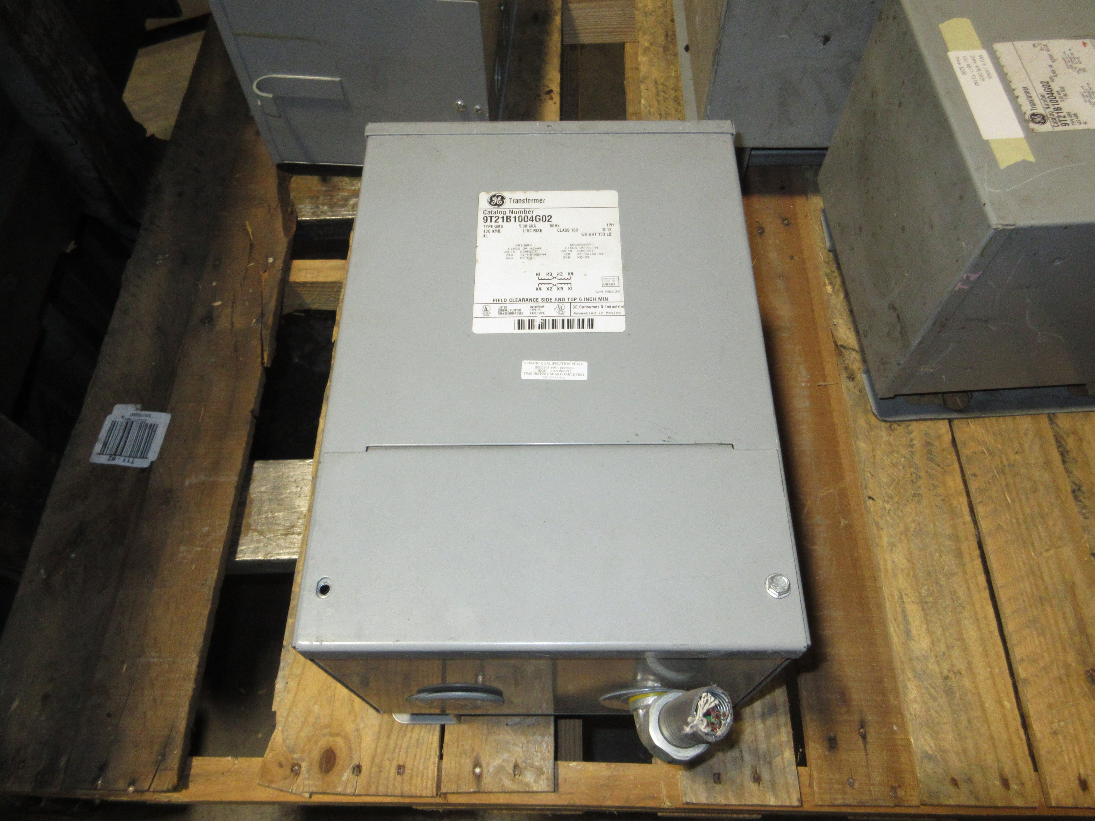 GE Type QMS 3R Transformer 9T21B1004G02 5kVA Pri: 240/480V Sec: 120/240V 1Ph