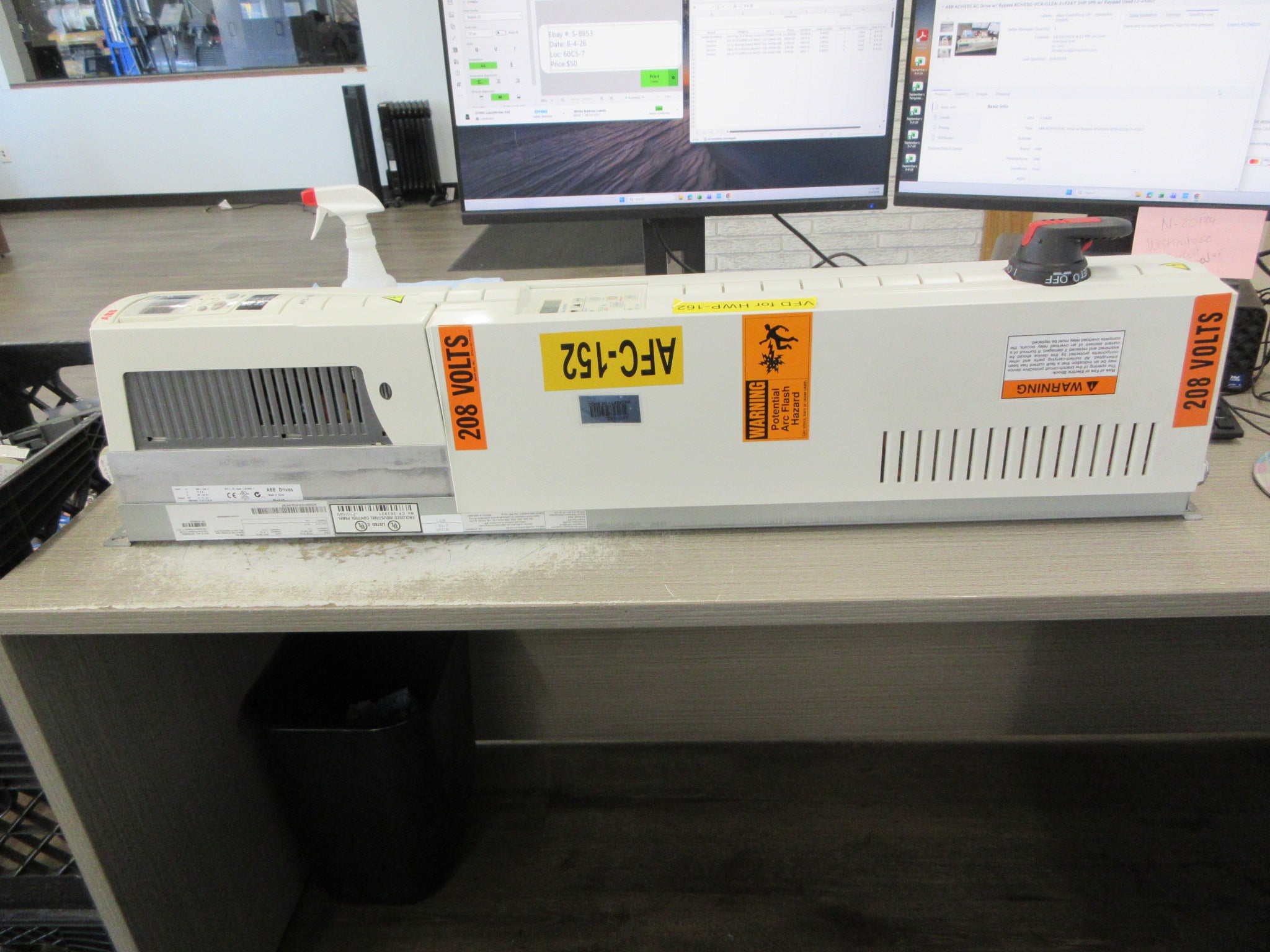 ABB ACH550 AC Drive w/ Bypass ACH550-VCR-012A-2+F267 3HP 3Ph w/ Keypad Used