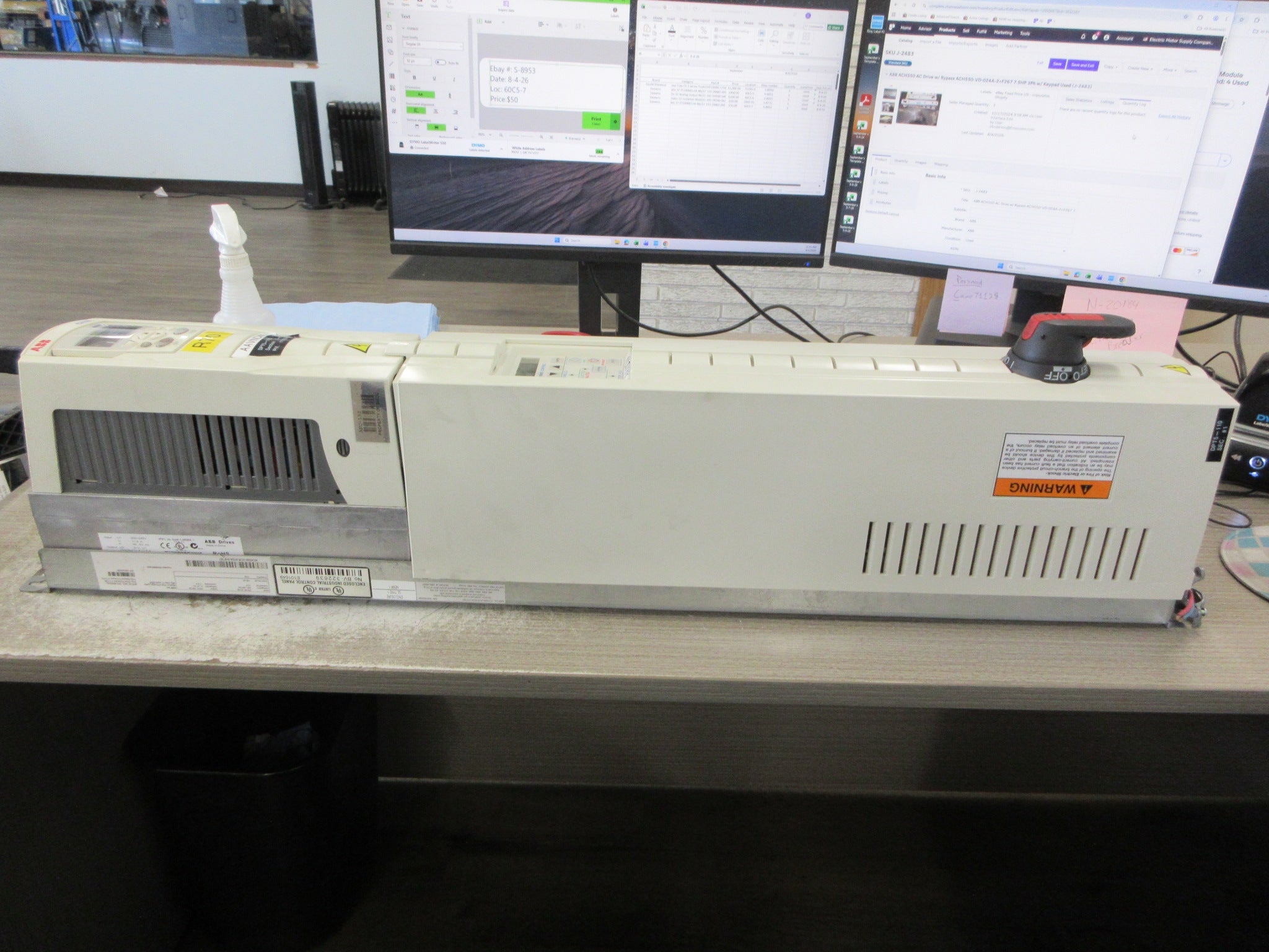 ABB ACH550 AC Drive w/ Bypass ACH550-VCR-012A-2+F267 3HP 3Ph w/ Keypad Used