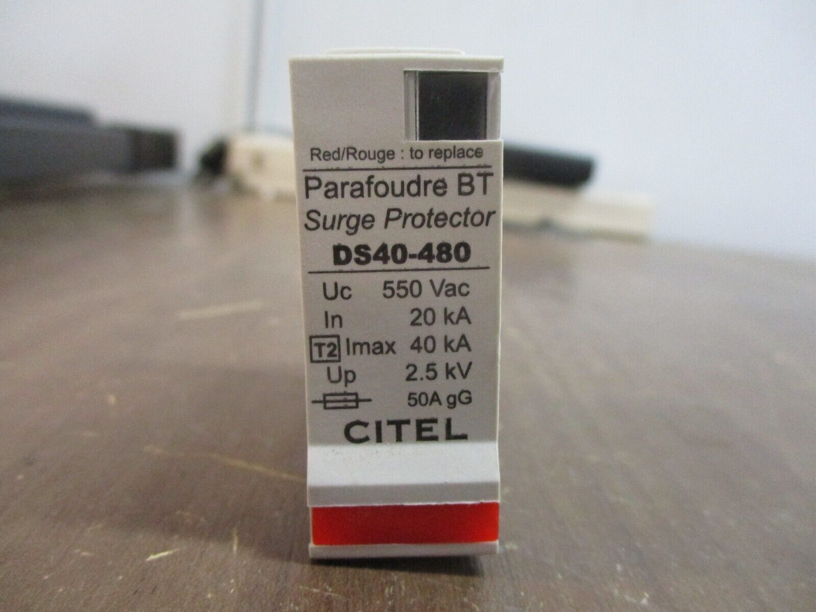 Citel Surge Protector Module DS40-480 VPR: 1800V SCCR: 100KAIC MCOV: 550V Used