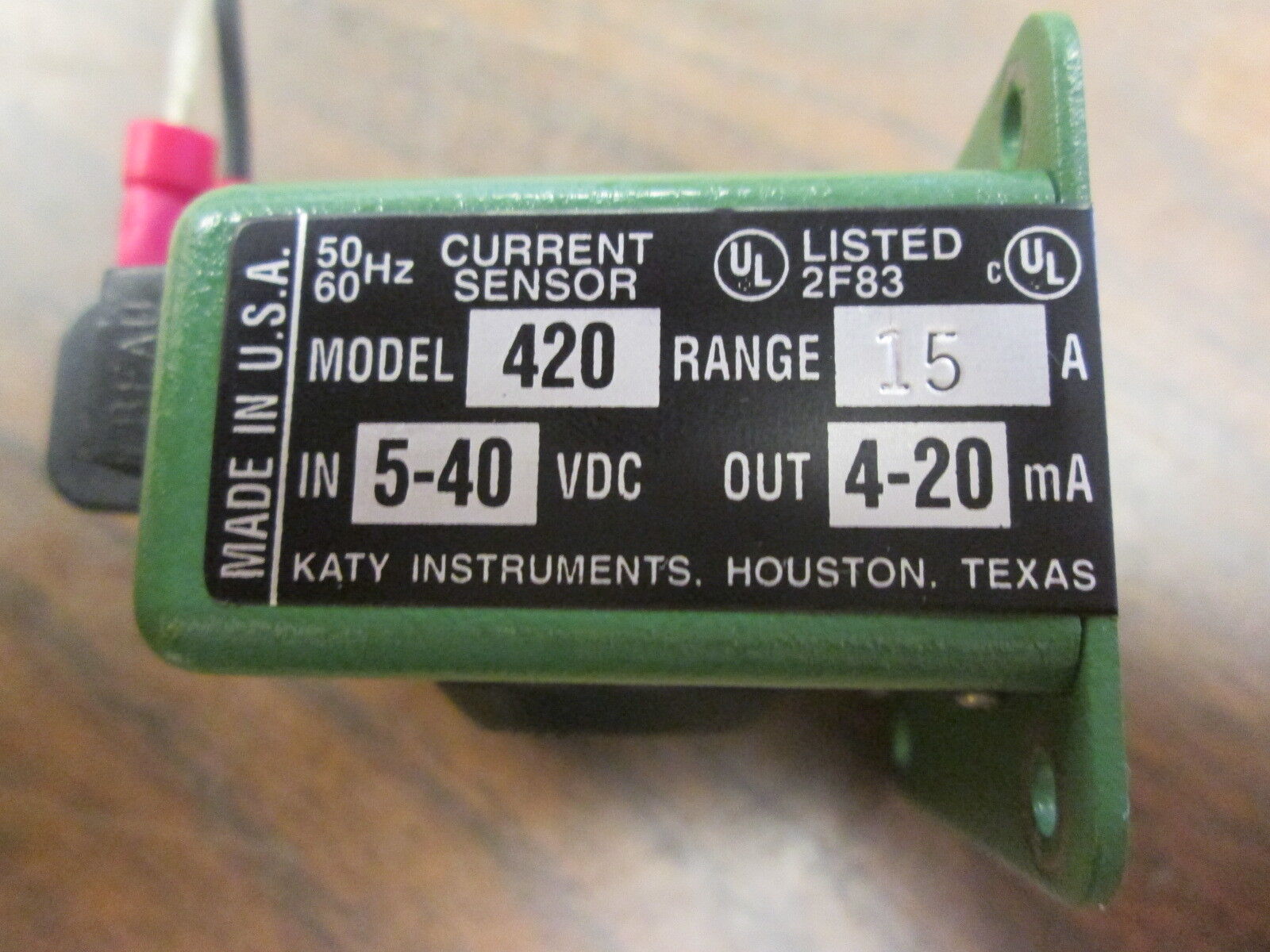 Katy Current Sensor 420 Range: 15A Input: 5-40VDC Output: 4-20mA Used