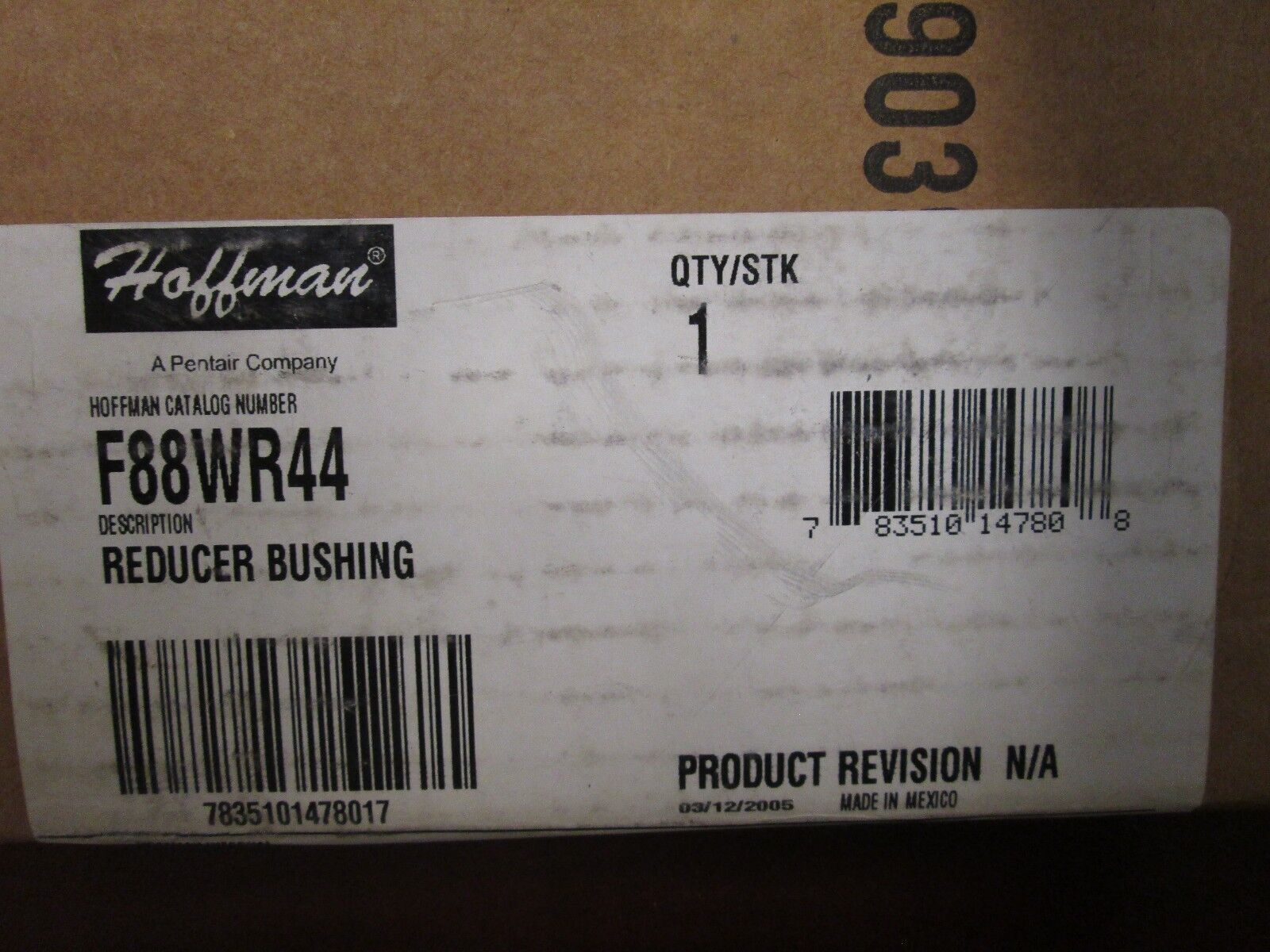 Hoffman Wireway Reducer Bushing F88WR44 For 8x8" to 4x4" New Surplus
