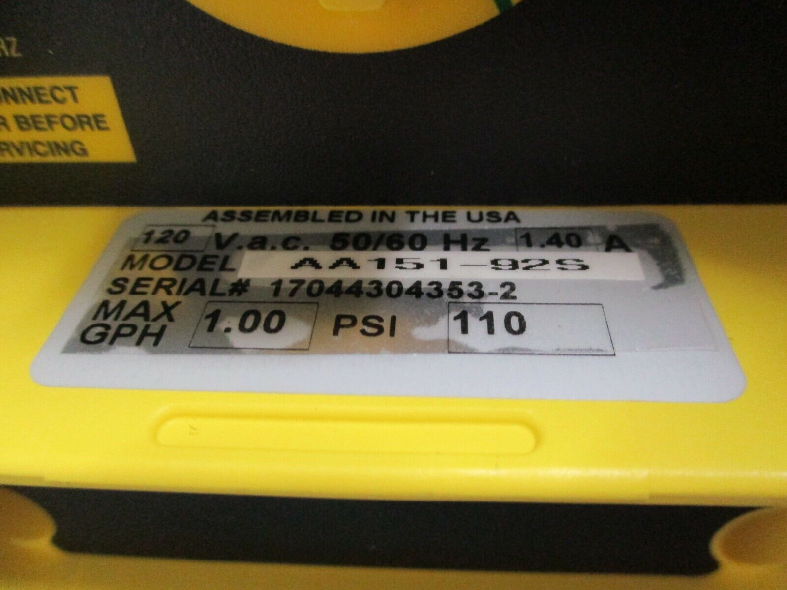 LMI Milton Roy Metering Pump AA151-92S 1Gal/Hr. Sulfuric Use 110PSI New Surplus