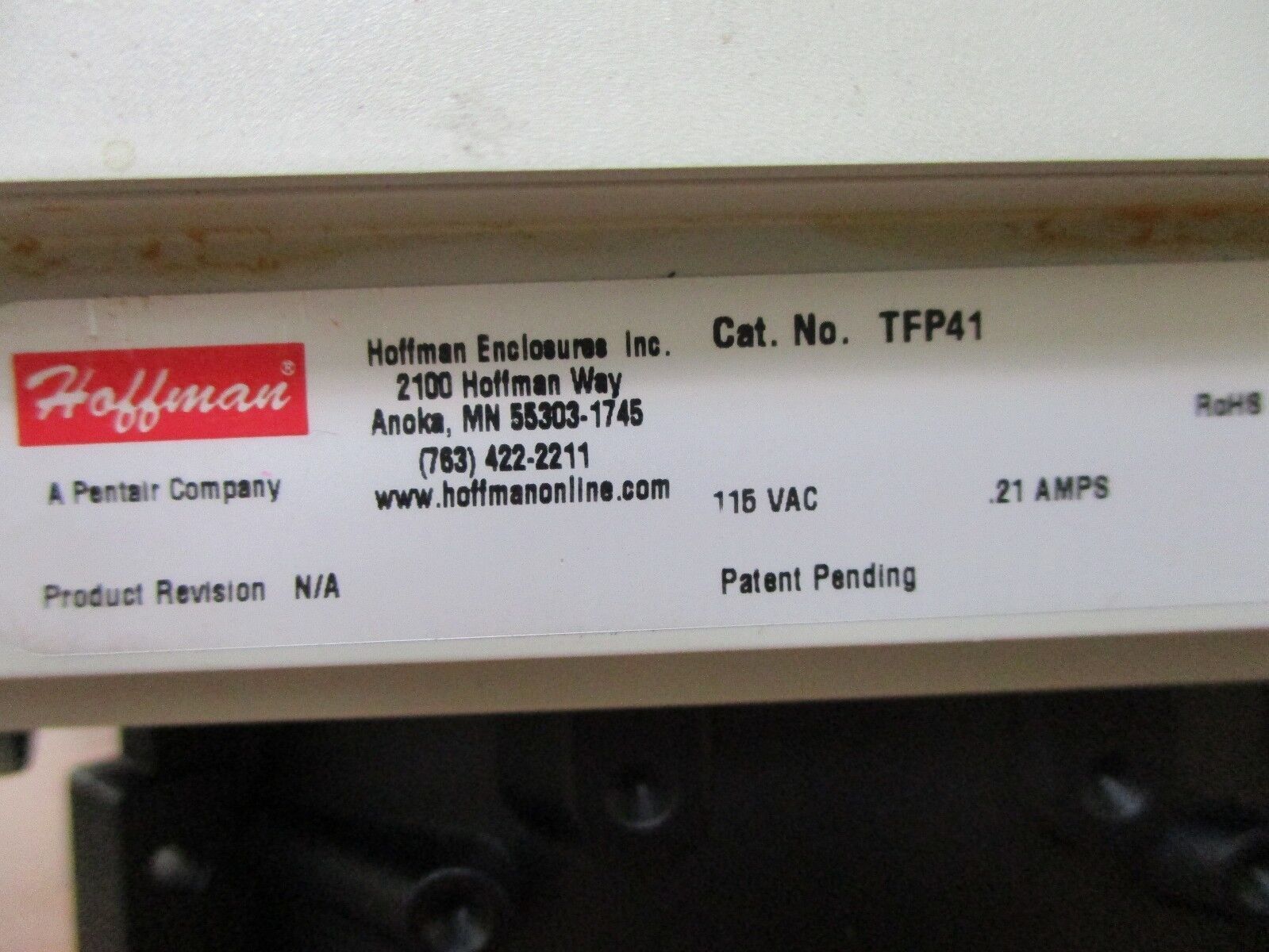 Hoffman Fan Package TFP41 115V 0.21A 50/60Hz Used