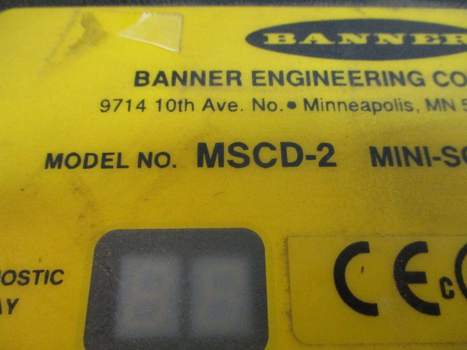 Banner Mini-Screen Control Box MSCD-2 115/230V 50/60Hz 500/250mA Used