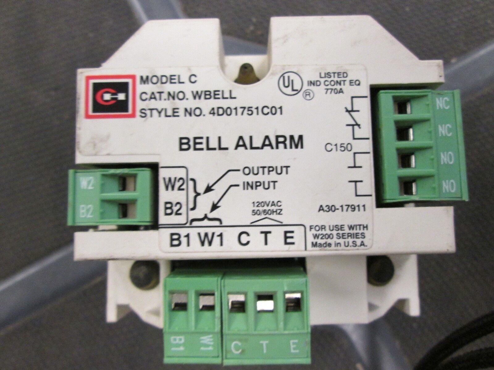 Cutler-Hammer Bell Alarm 4D01751C01 WBE11 120 V. 50/60 Hz Model C Used