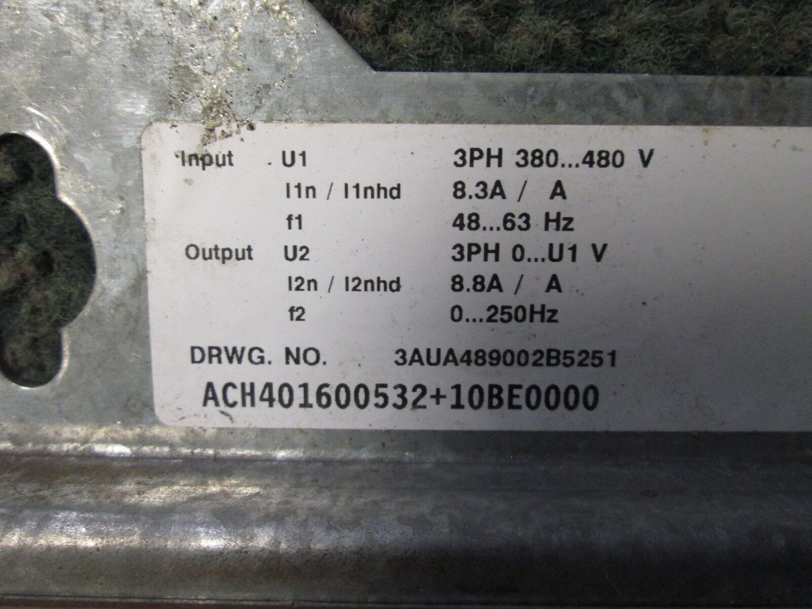 ABB AC Drive w/ Bypass ACH401600532+10BE0000 5HP 3Ph Out: 0-Vin 8.8A Used