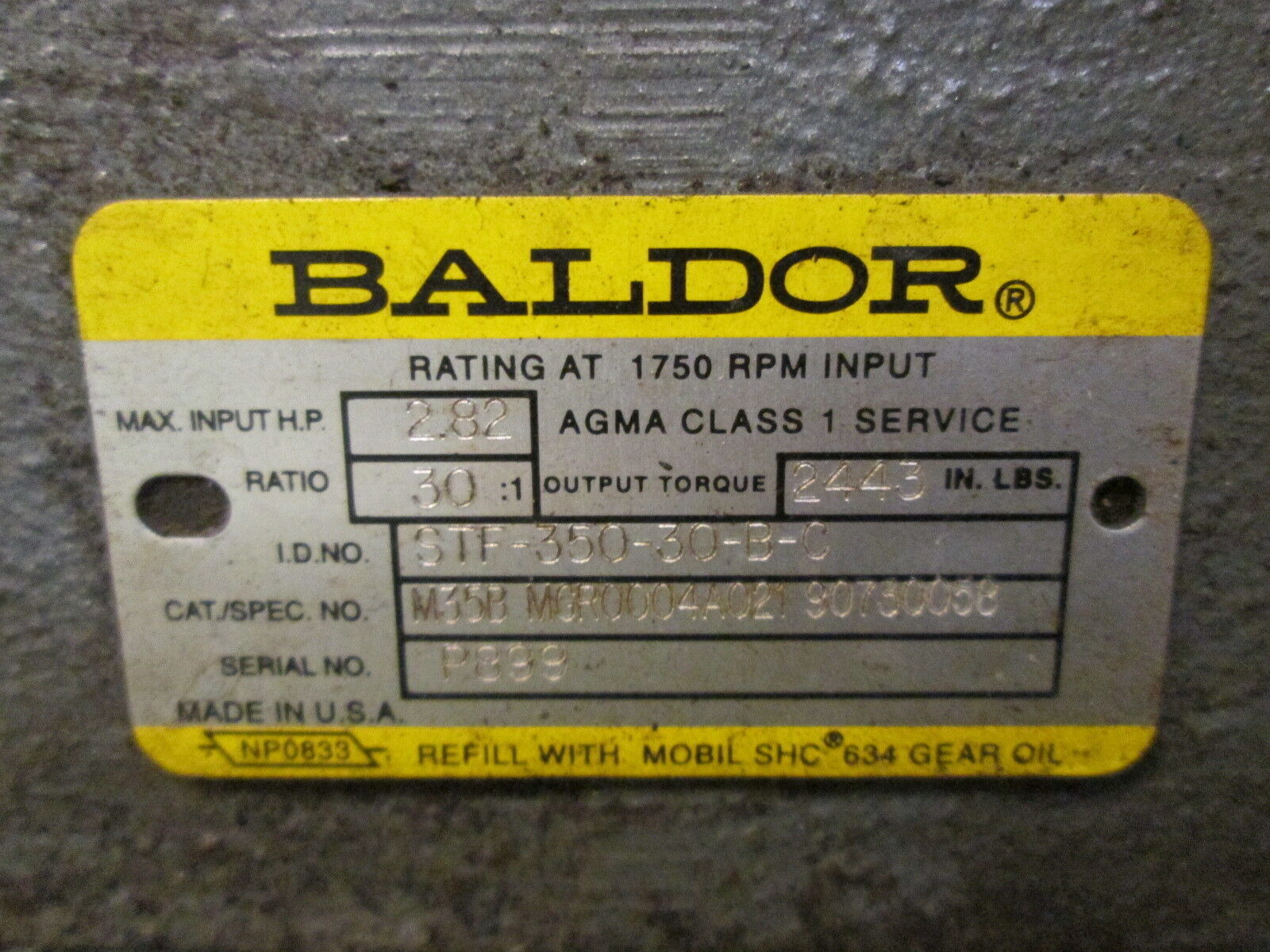Baldor STF Gear Reducer STF-350-30-B-0 / M35B MGR0004A021 90730058 Ratio 30:1