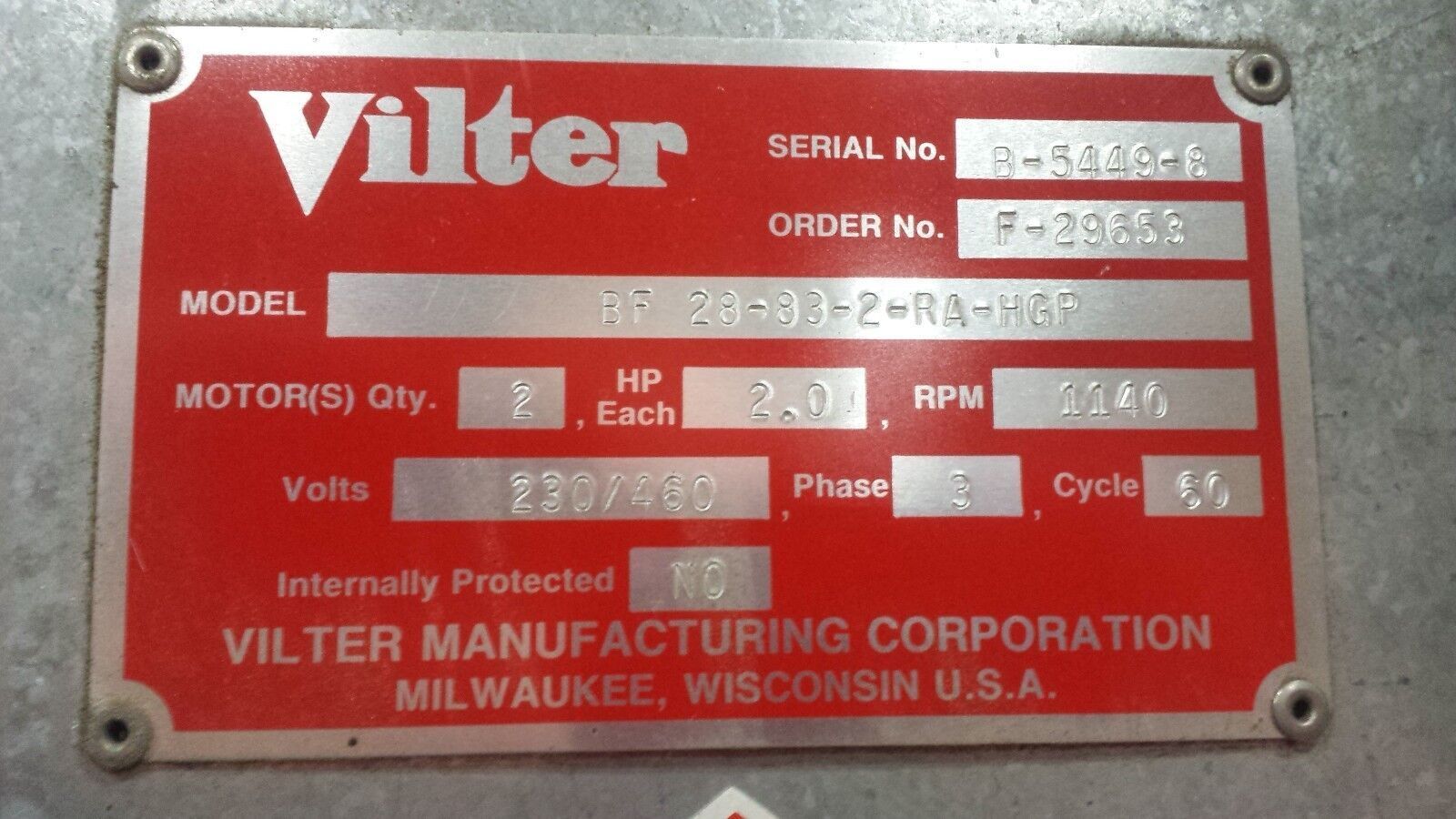 Vilter Blast Freezer BF 28-83-2-RA-HGP Ammonia Refrigeration Evaporator Used