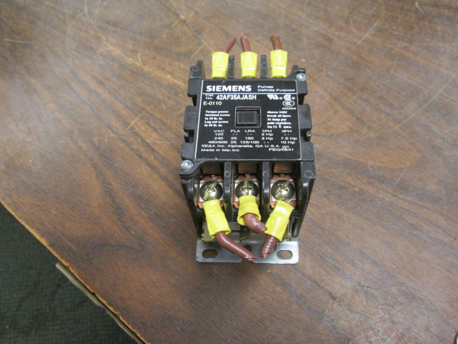 Siemens/Furnas Contactor 42AF35AJASH 24V Coil 25A 600V Used