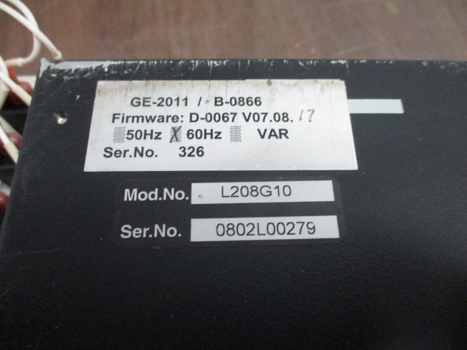 GE GE-2011 Voltage Regulator Control L208G10 F/W: D-0067 V07.08.17 60Hz Used