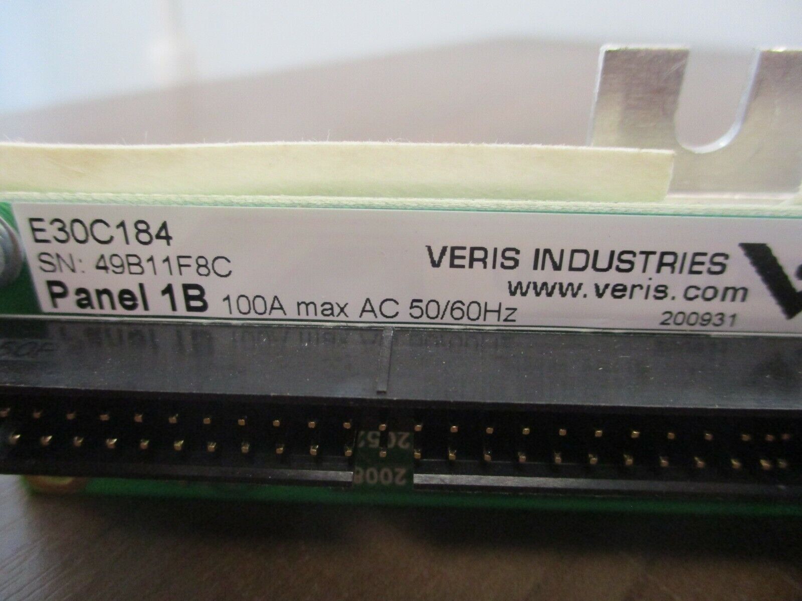 Veris Panel 1B CT Strip E30C184 100A 50/60Hz Used