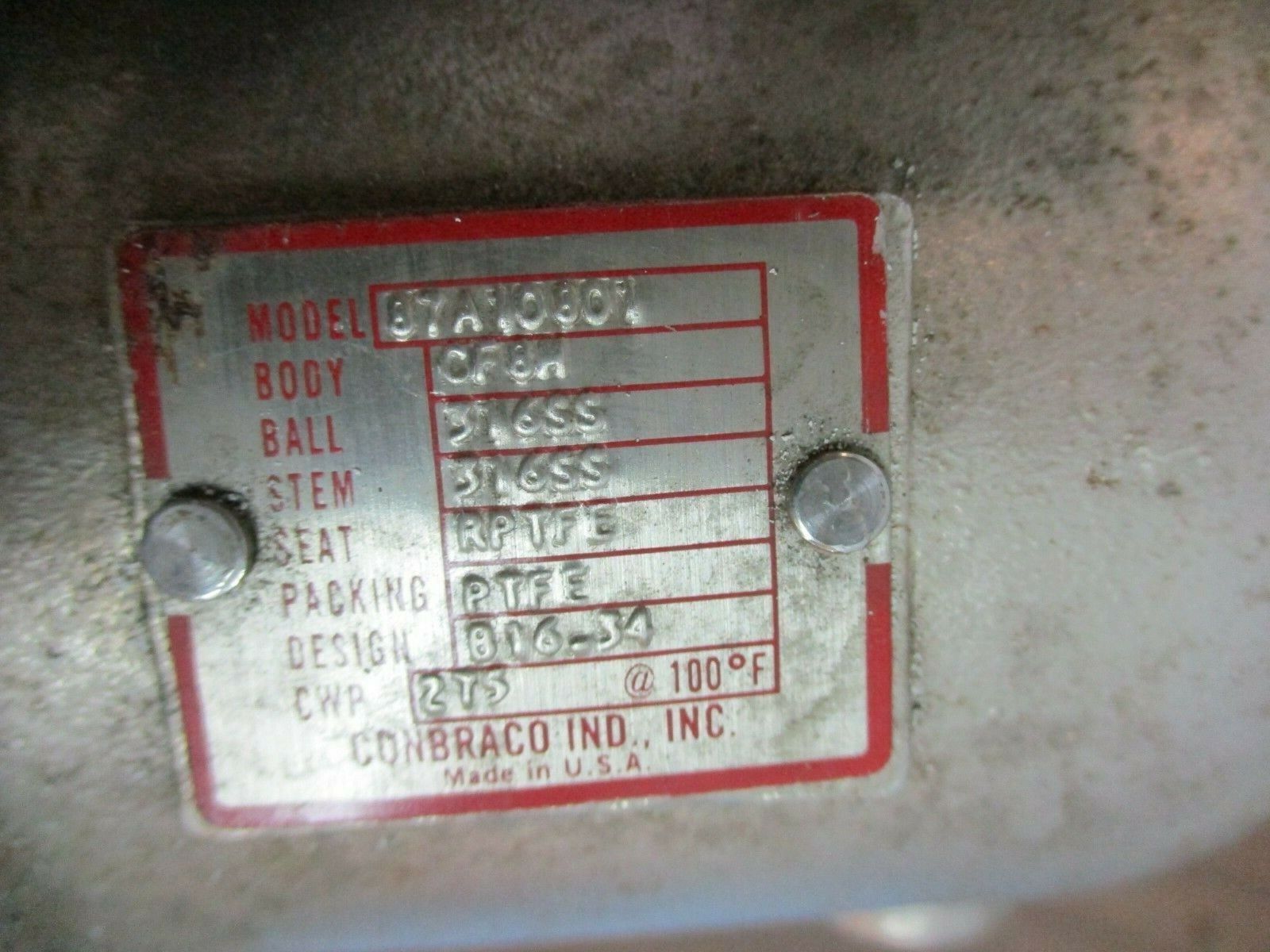 Conbraco Actuated Valve 8TA1C801 Body: CF8M Ball/Stem: 316SS Seat: RPTPE Used