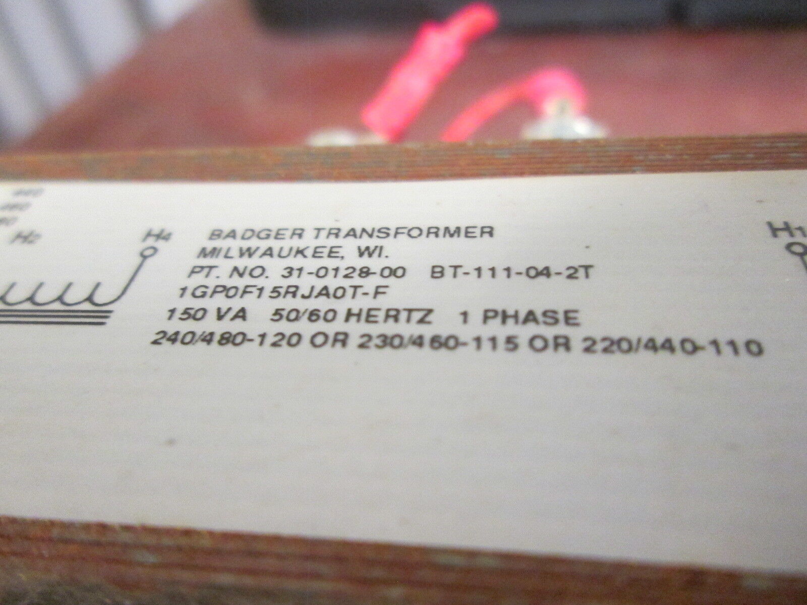 Badger Transformer 31-0128-00 150 VA 1-Ph Pri: 240/480V Sec: 120V Used