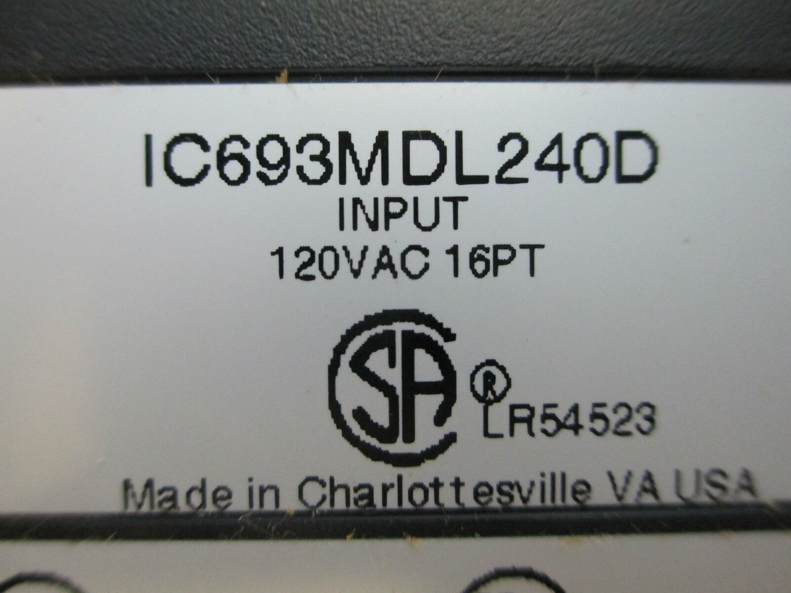 GE Fanuc Input IC693MDL240D, 120VAC 16PT