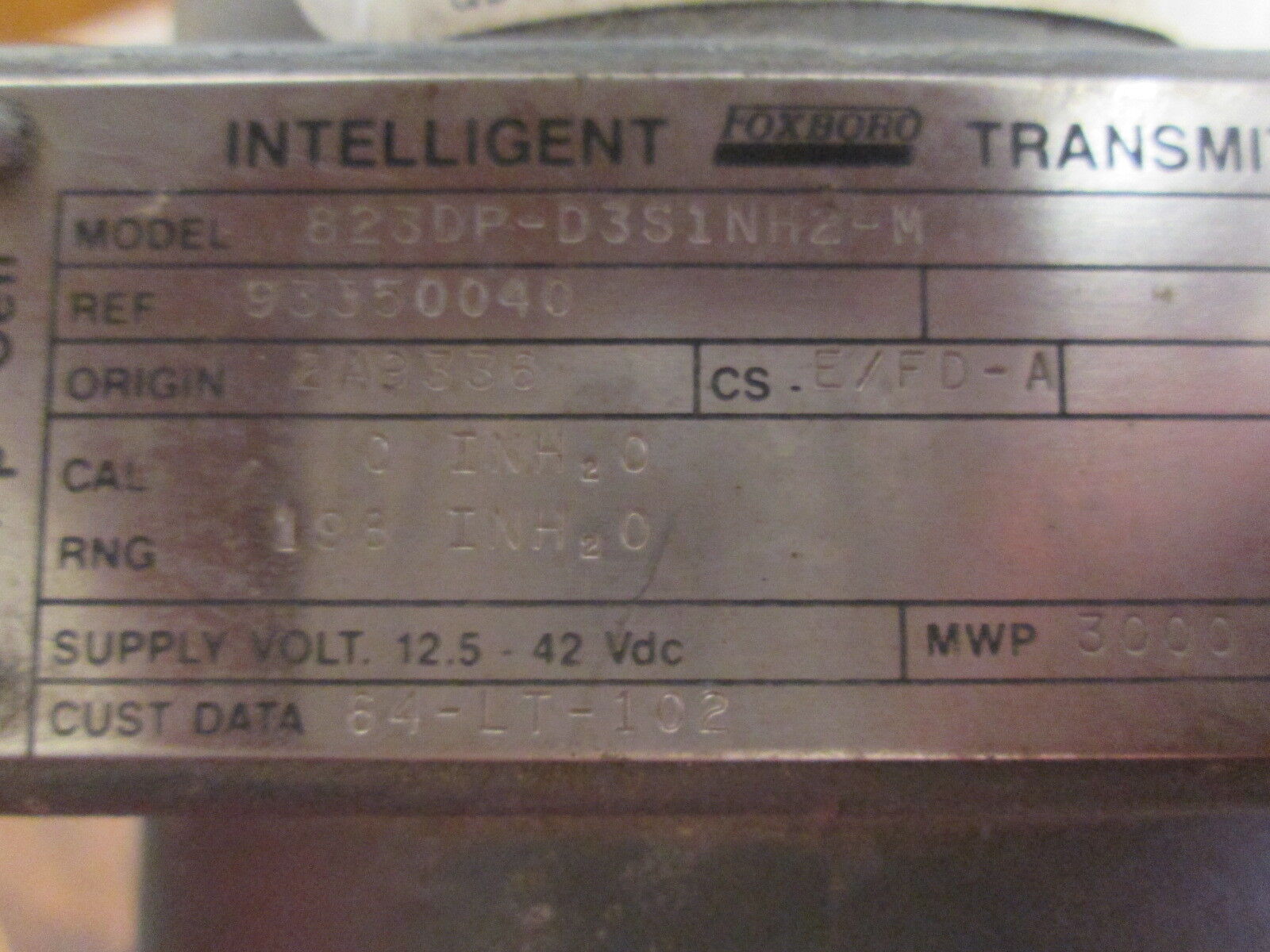 Foxboro Intelligent Transmitter 823DP-D3S1NH2-M 12.5-42VDC 3000PSI MWP Used