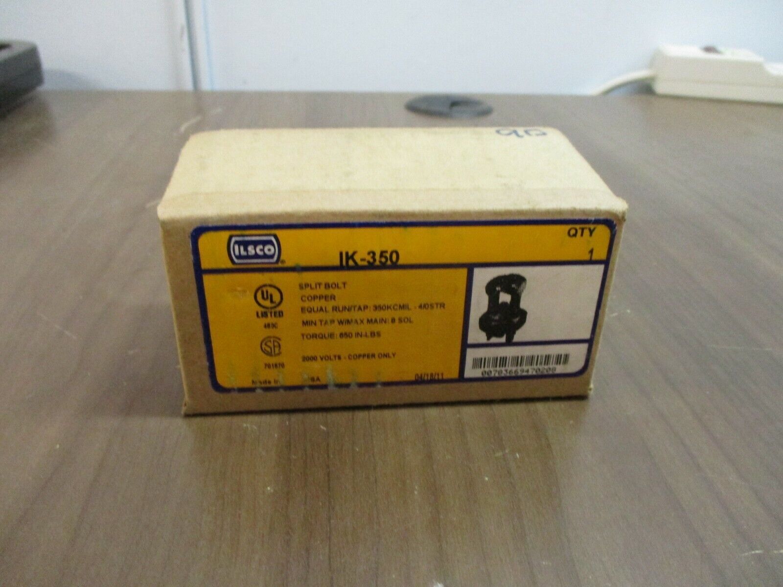 Ilsco Copper Split Bolt IK-350 2000V Equal Run/Tap: 350KCMIL-4/0STR New Surplus