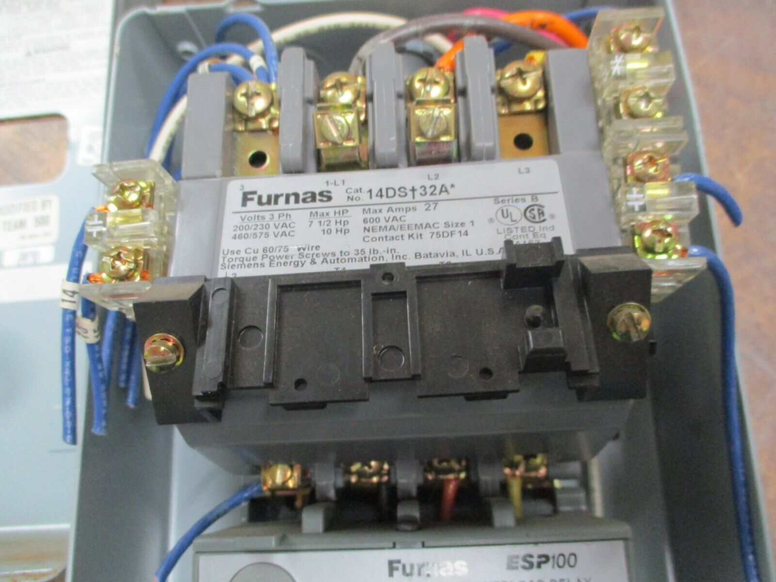 Furnas Enclosed Size 1 Starter 14DSF32BCA1G21 27A 600V 13-27A Trip Used