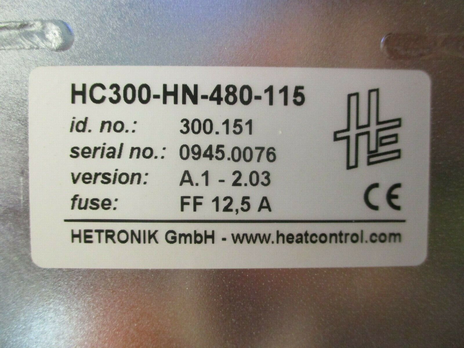Hetronik PLC Rack w/ Power Supply HC300-HN-480-115 Ver. A.1 - 2.03 Card:193.0051