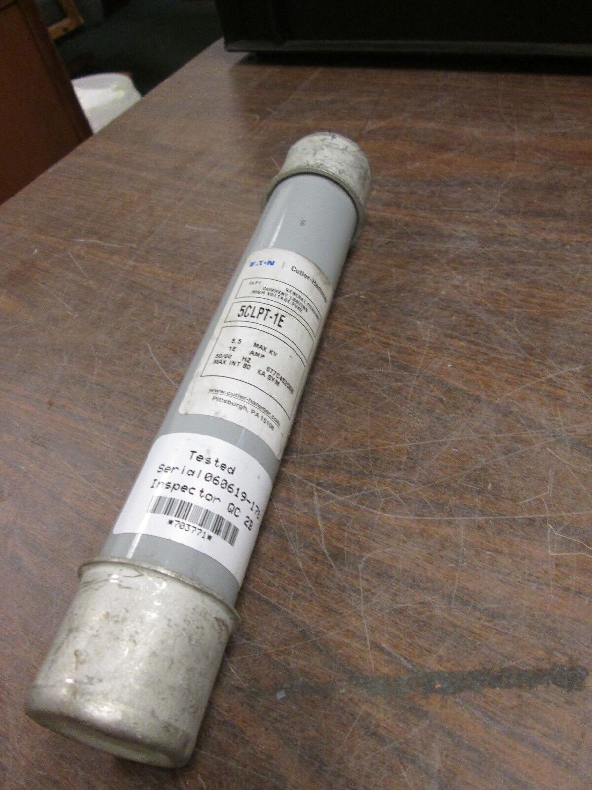 Cutler-Hammer High Voltage Fuse SCLPT-1E 5.5kV 1A 50/60Hz Used