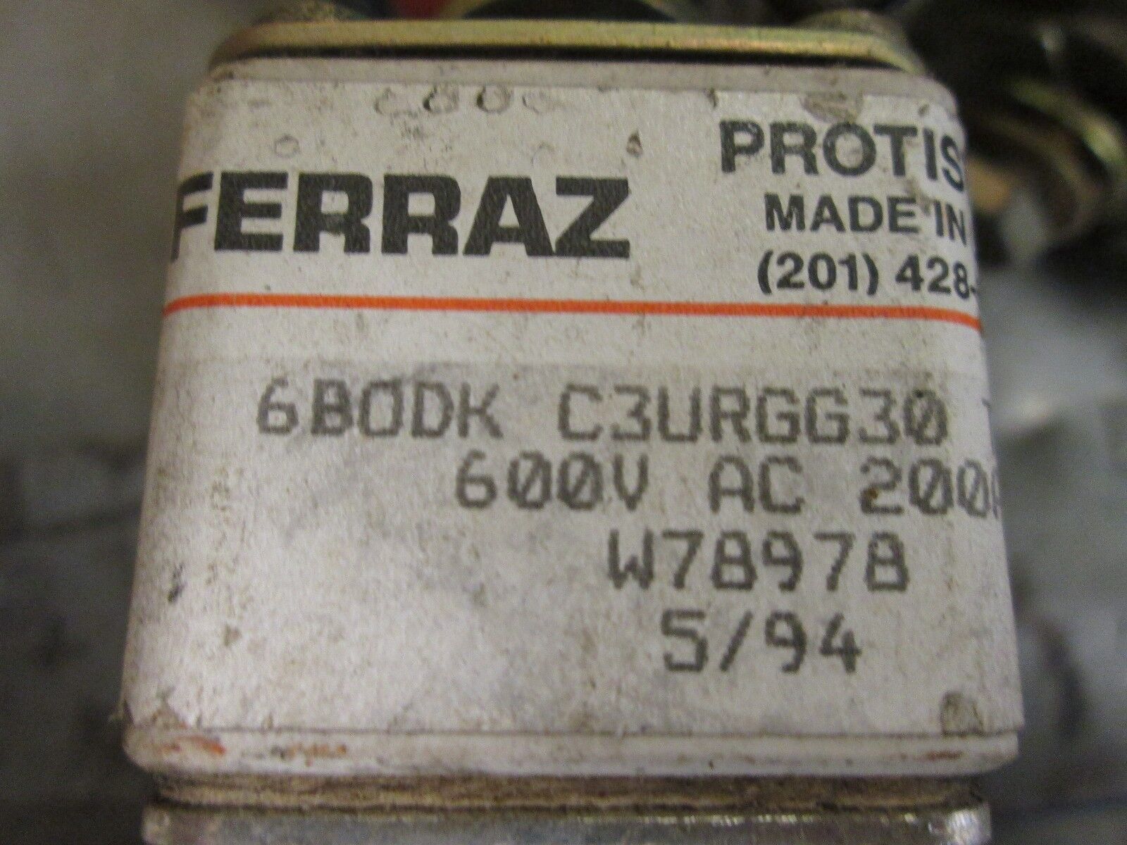 Ferraz Fuse 6BODK C3URGG 30 TTC 200 200A 600V *Aux. Contact* Used