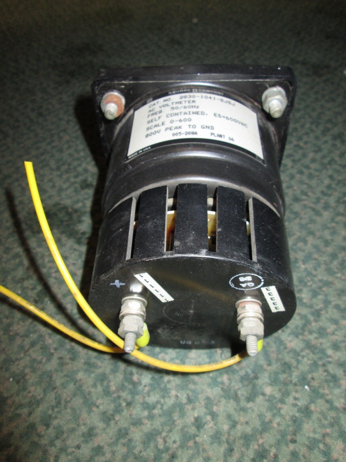 Square D AC Volt Meter 63090 460 68 Range 0-600V Used