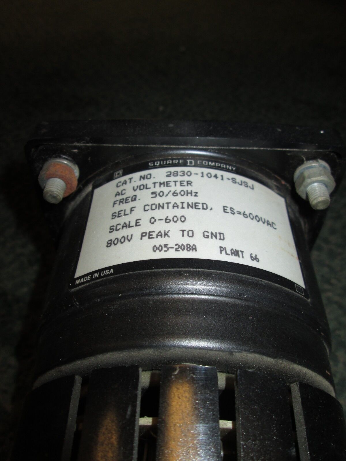 Square D AC Volt Meter 63090 460 68 Range 0-600V Used