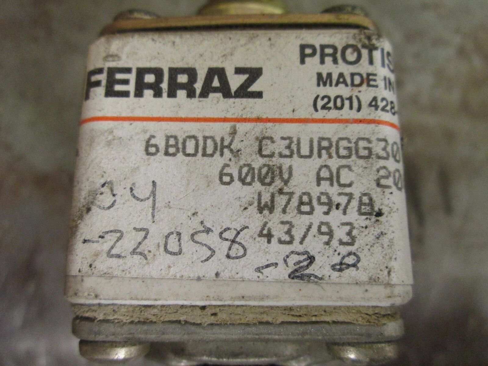 Ferraz Fuse 6BODK C3URGG 30 TTC 200 200A 600V *No Aux. Contact* Used