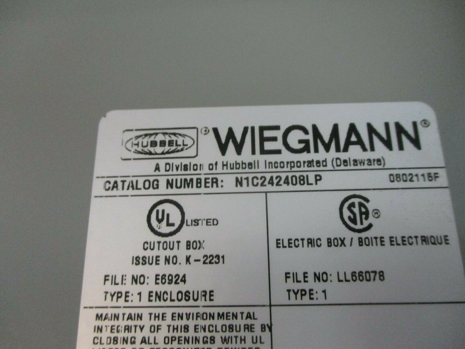 Wiegmann Type 1 Enclosure N1C242408LP Size: 24x24x8" *No Box* New Surplus