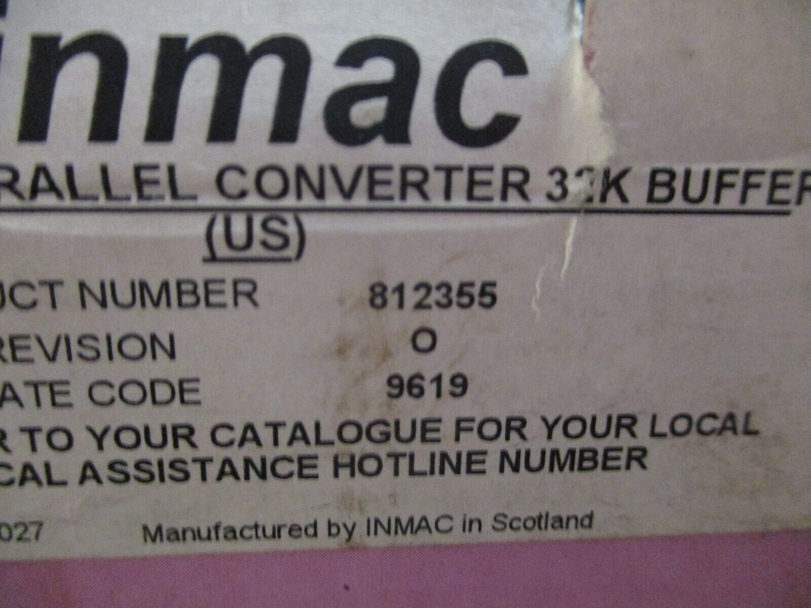 Inmac Serial to Parallel Converter 812355 Rev. O 32k Buffer New Surplus