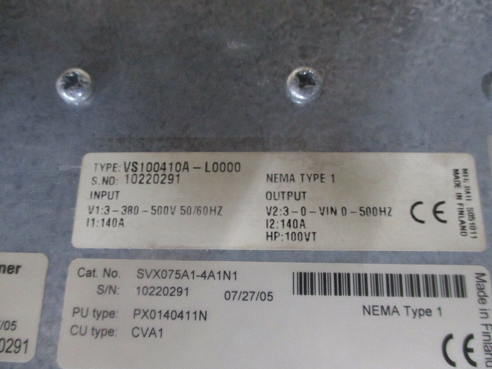 Johnson Controls VS Series AC Drive VS100410A-L0000 100HP 3Ph Used