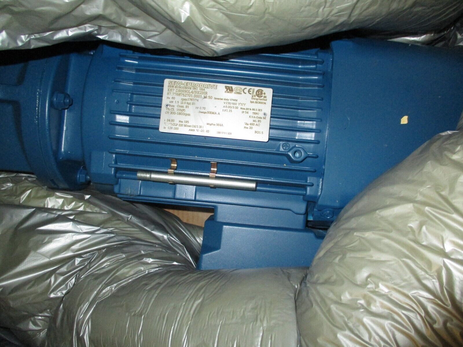 SEW-EURODRIVE Gearmotor K67 DRN90L4/BE2HR 2HP 230/460V 6/3A 60Hz 3Ph New Surplus