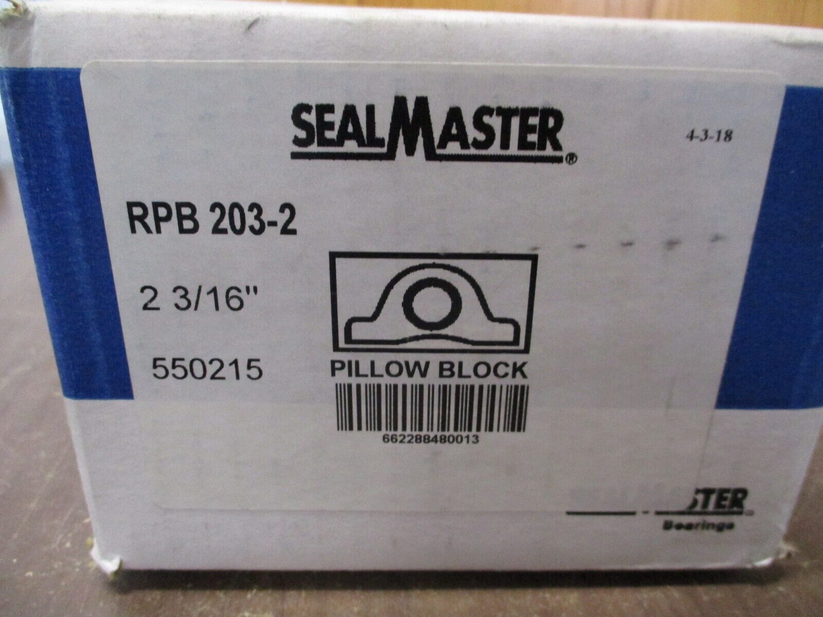 Seal Master Pillow Bearing RPB 203-2 2 3/16" *Damaged Box* New Surplus