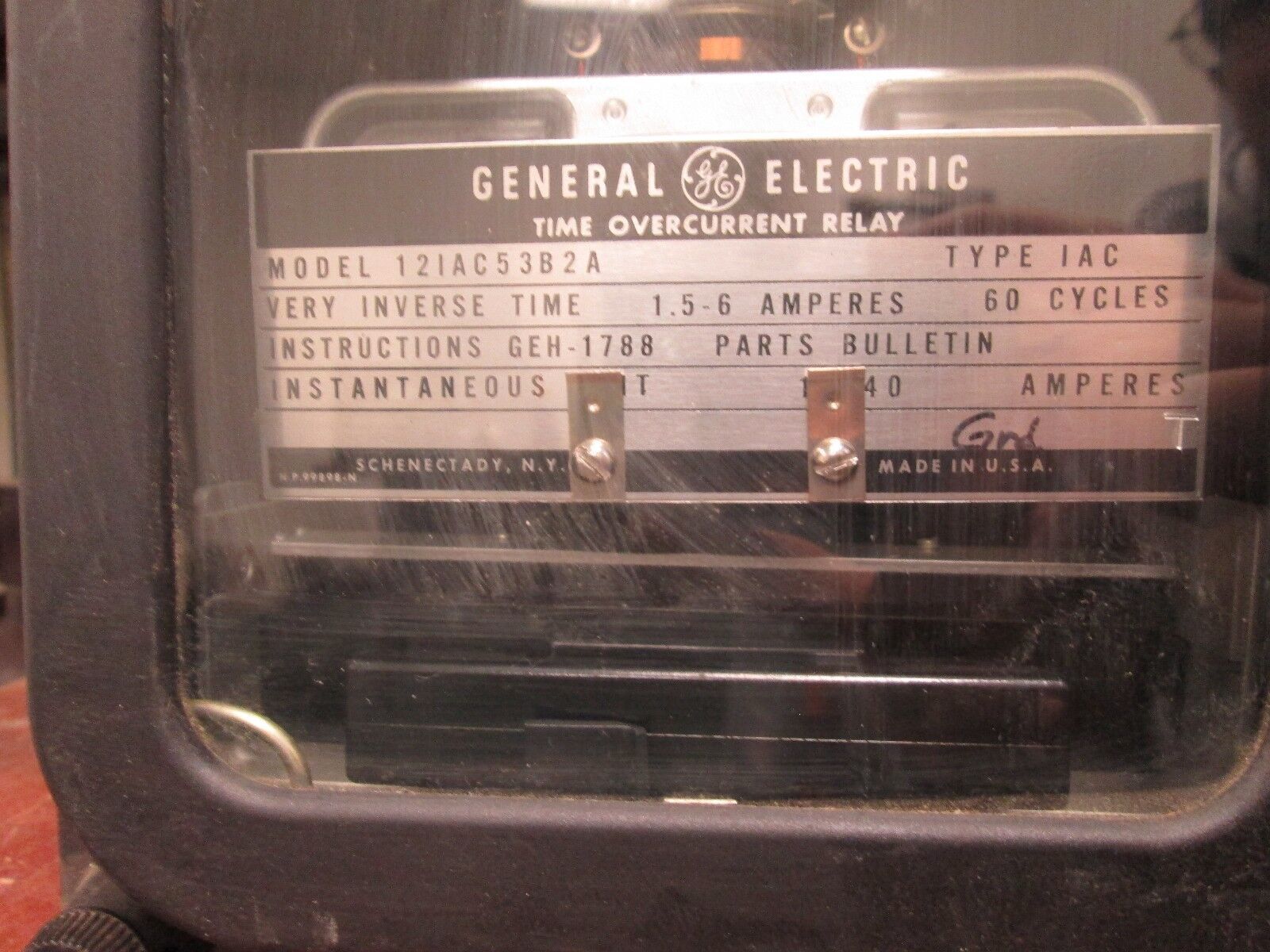 GE Time Overcurrent Relay 12IAC53B2A 1.5-6A 60Hz Very Inverse Time Used