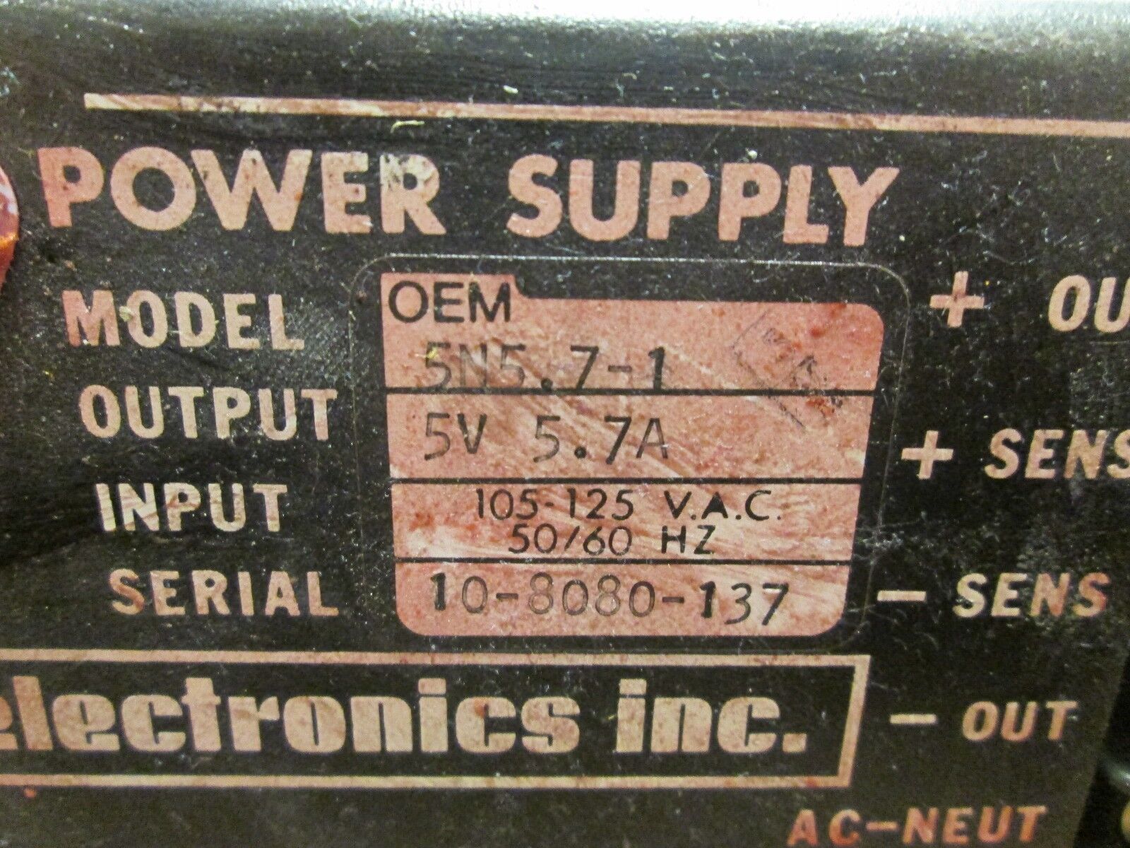 ACDC Electronics Power Supply OEM 5N5.7-1 Used