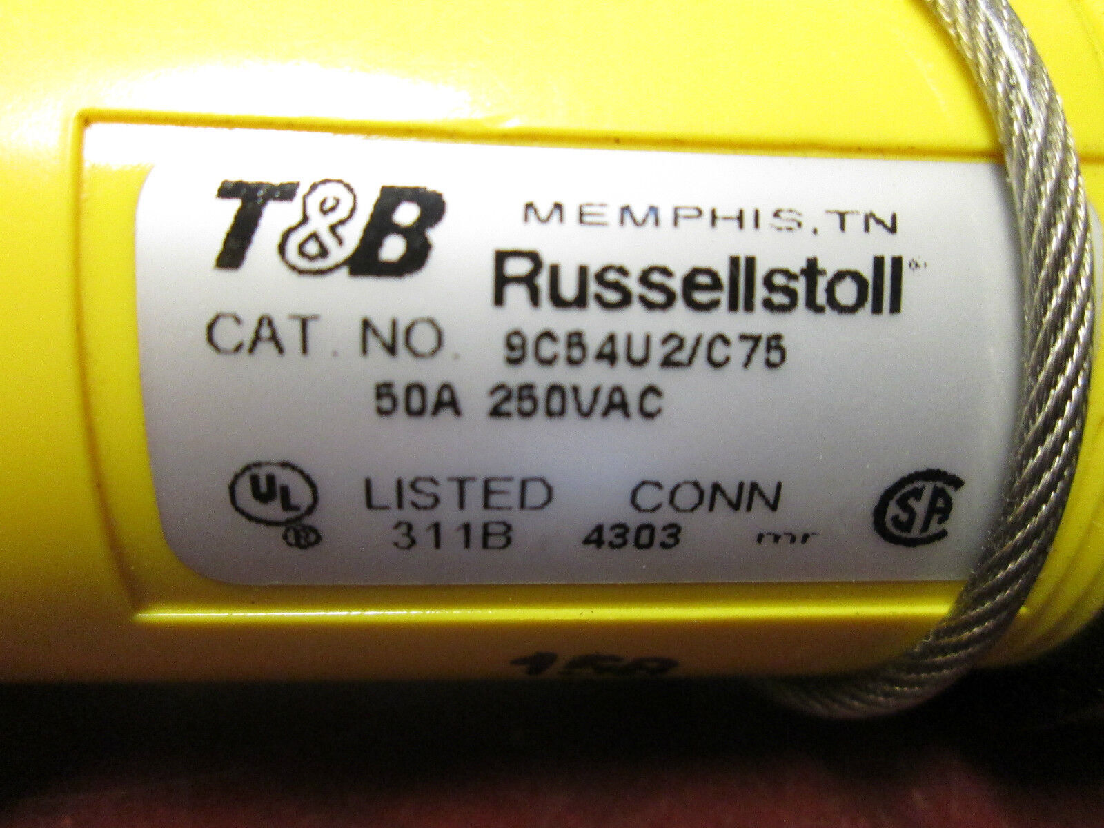 Russellstoll Connector 9C54U2T/C75 50A 250VAC 4W With Cap Used