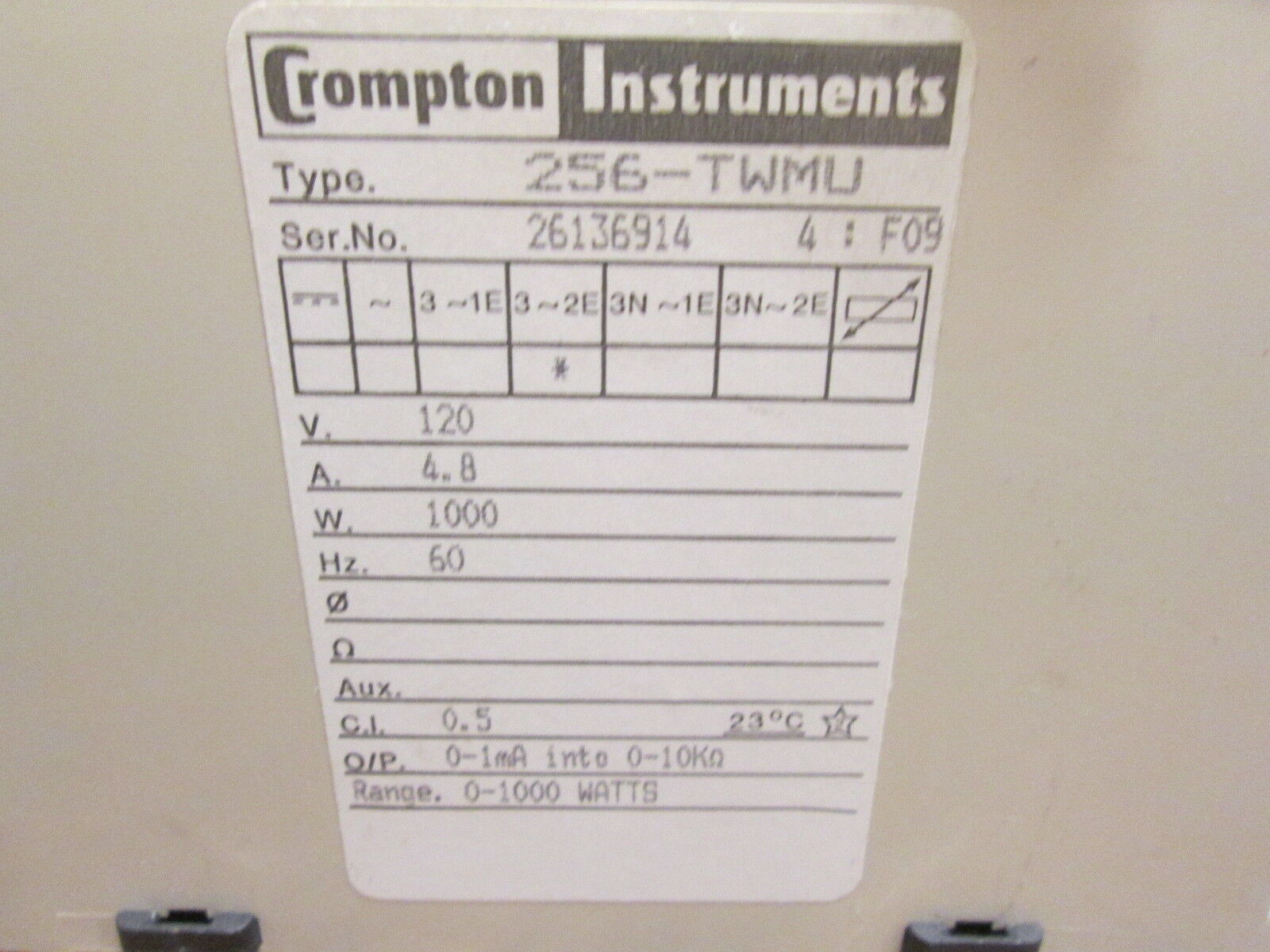 Crompton Paladin Transducer 256-TWMU 120V 60Hz 1000W 4.8A *Broken Mounting Foot*