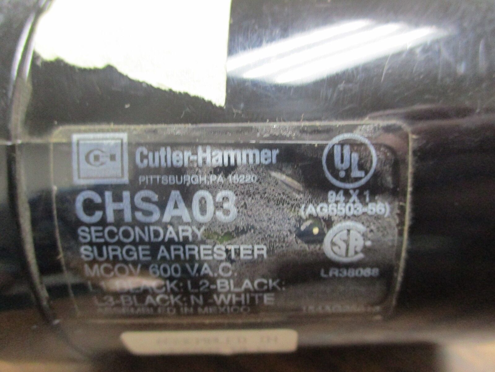 Cutler-Hammer Secondary Surge Arrester CHSA03 MCOV 600VAC Used