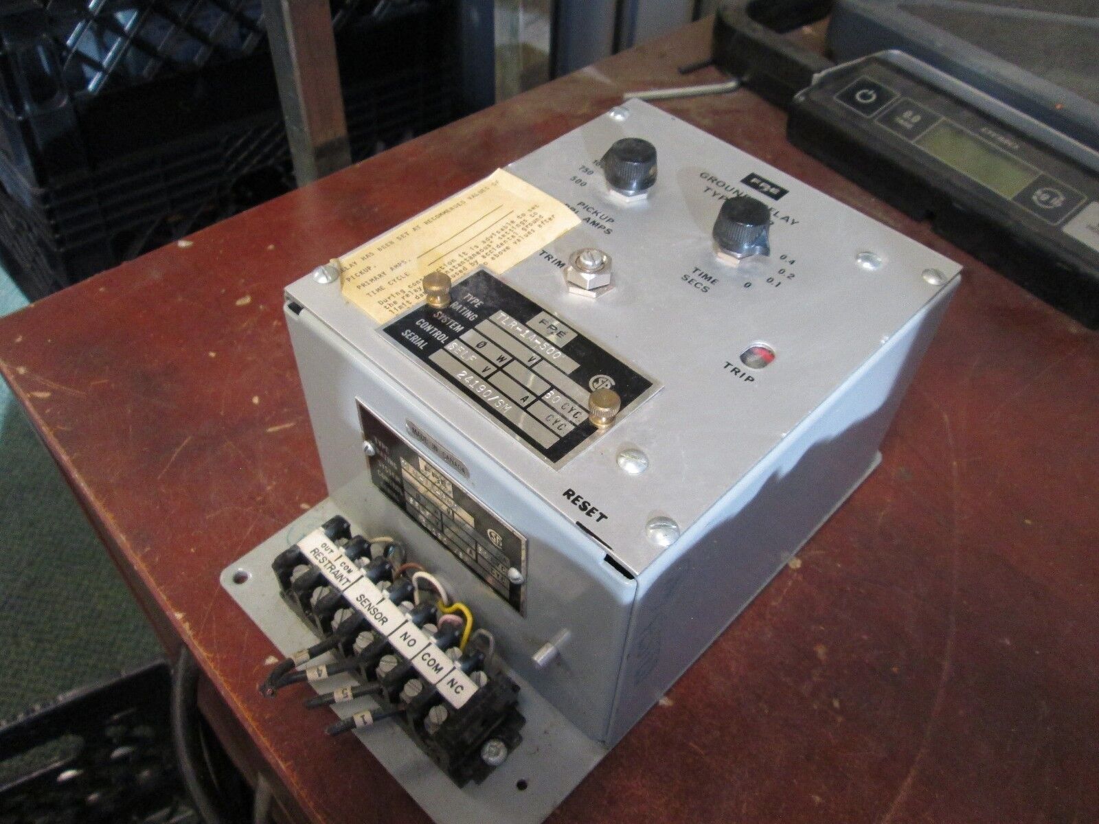 FPE Type TLR Ground Relay TLR-1A-500 60Hz Time Range: 0-0.4 Sec Used