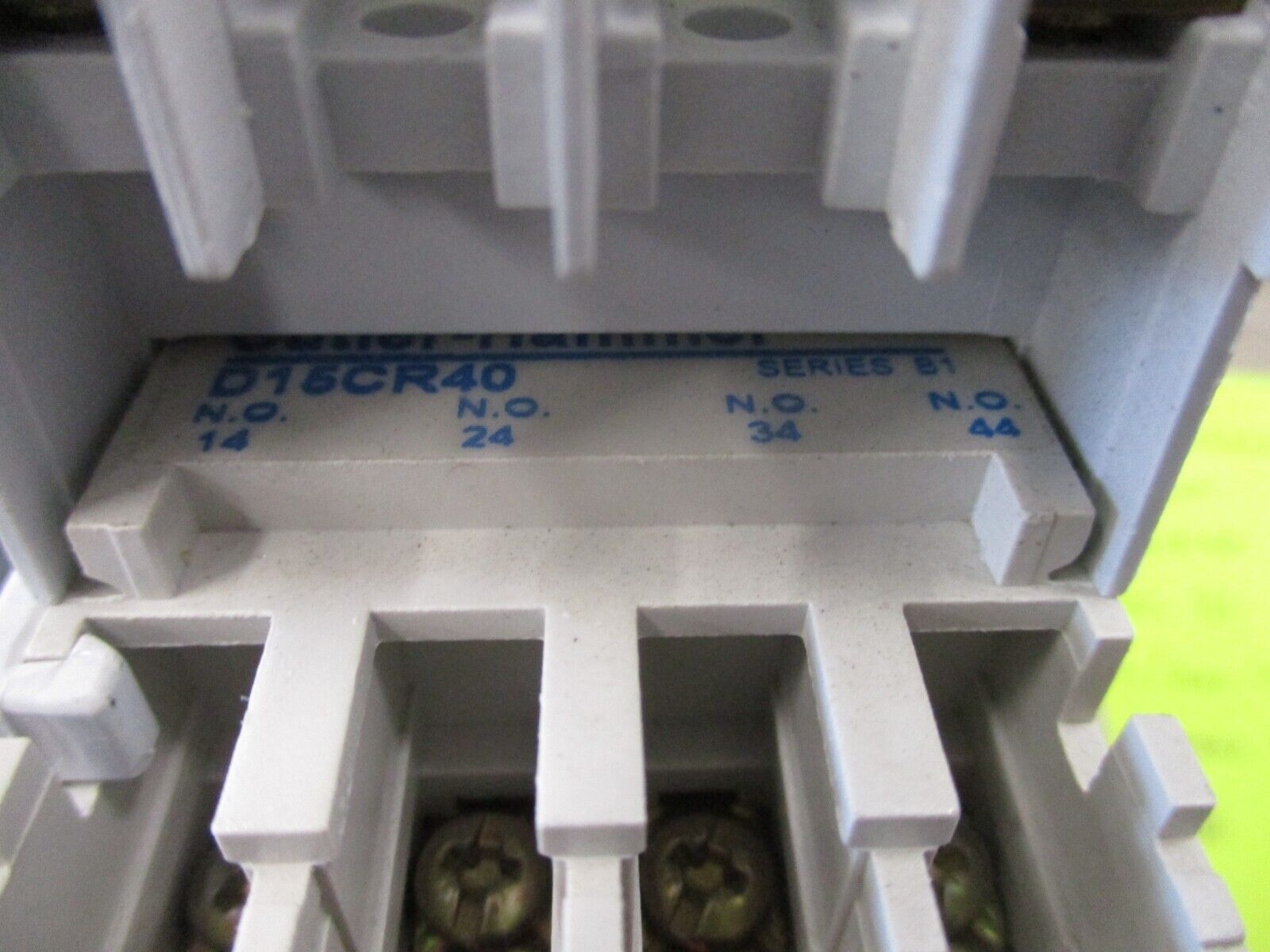 Cutler-Hammer Contactor D15CR40 Ser. B1 W/Aux Contact Block W/ Aux Contact Used