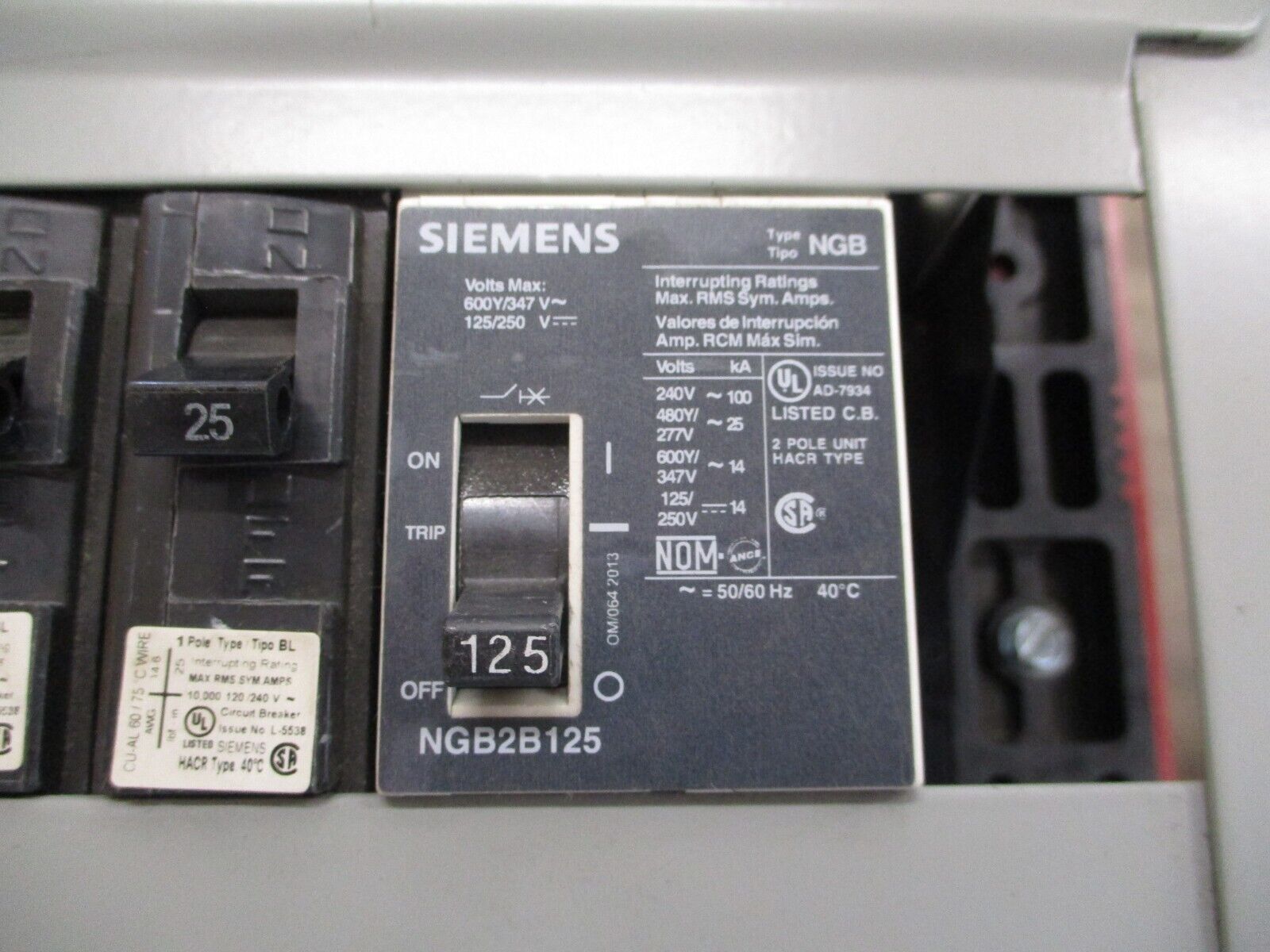 Siemens P2 Main Breaker Panelboard Interior P2A30QJ125FTS 125A Main 120/240V 1Ph