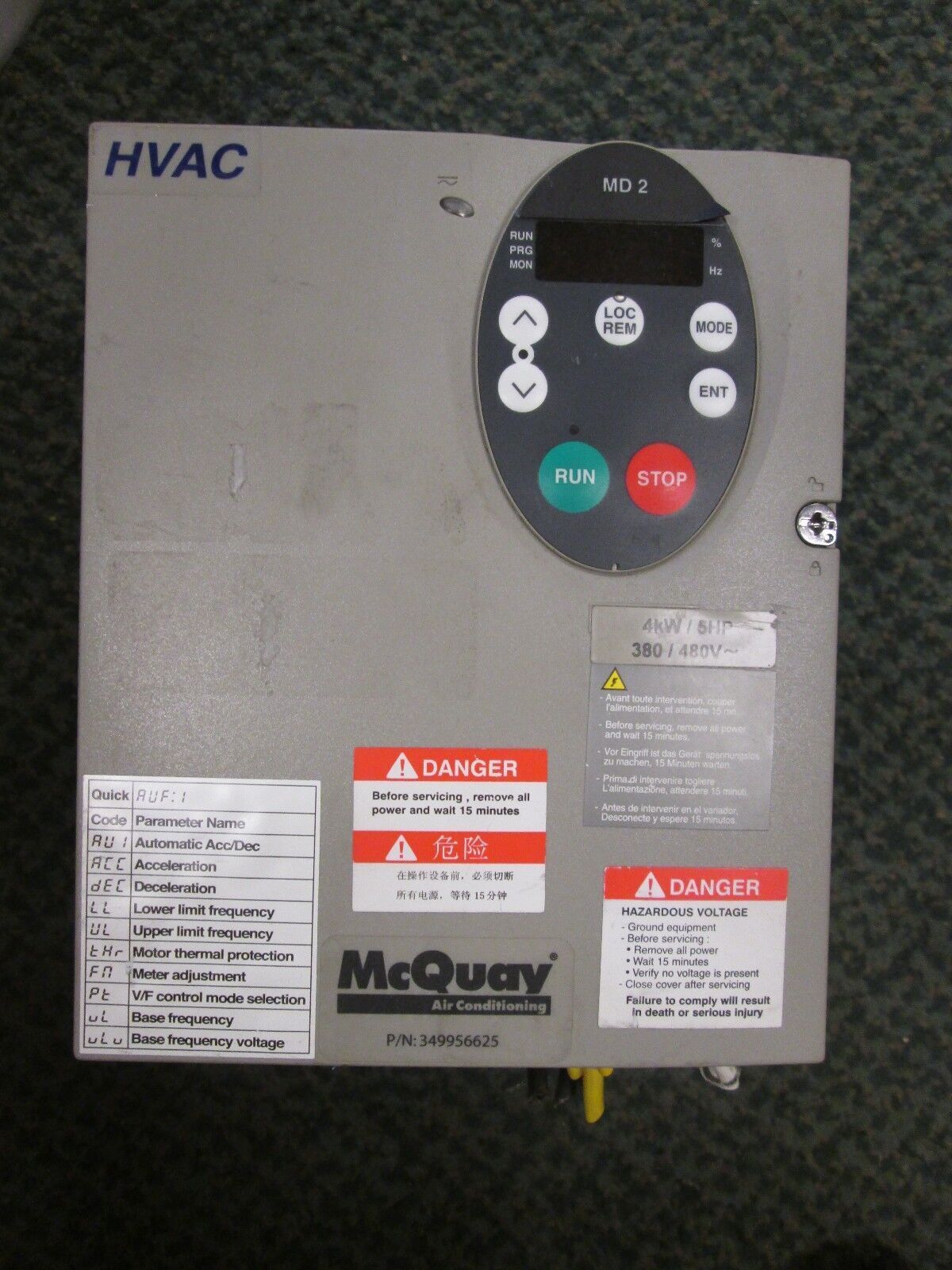 Telemecanique Altivar 21 AC Drive ATV21HU40N4 5HP Used