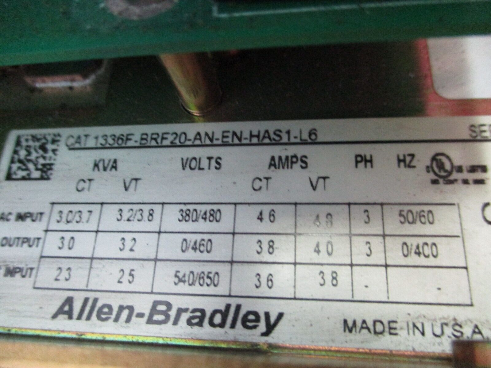 Allen-Bradley 1336 Plus II AC Drive 1336F-BRF20-AN-EN-HAS1-L6 2HP 380/480V Used