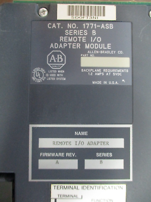 Allen-Bradley Remote I/O Adapter Module 1771-ASB B Ser. B F/W Rev. A Used