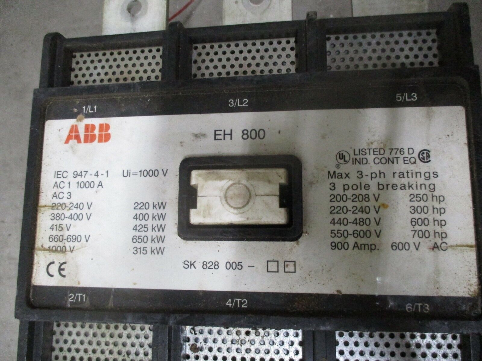 ABB Contactor EH 800 900A 600V Used