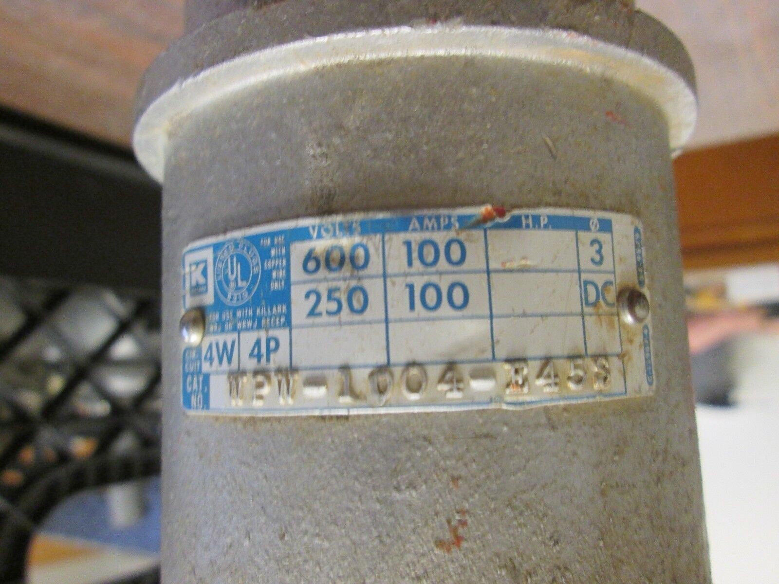 Killark Plug WPW-1004-E45S 100A 600V 4W 4P 3Ph Used