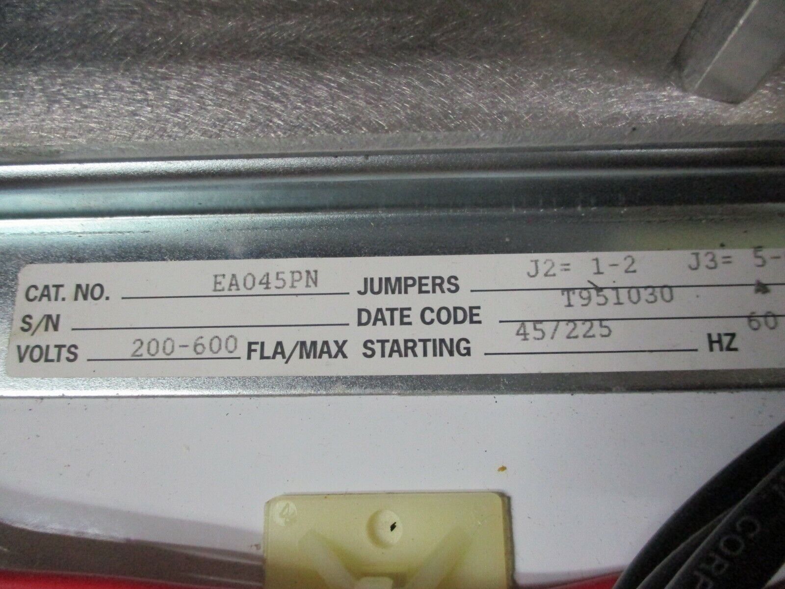 Westinghouse Softstart Breaker Combination EA045PN 200-600V 45/225A 60Hz Used