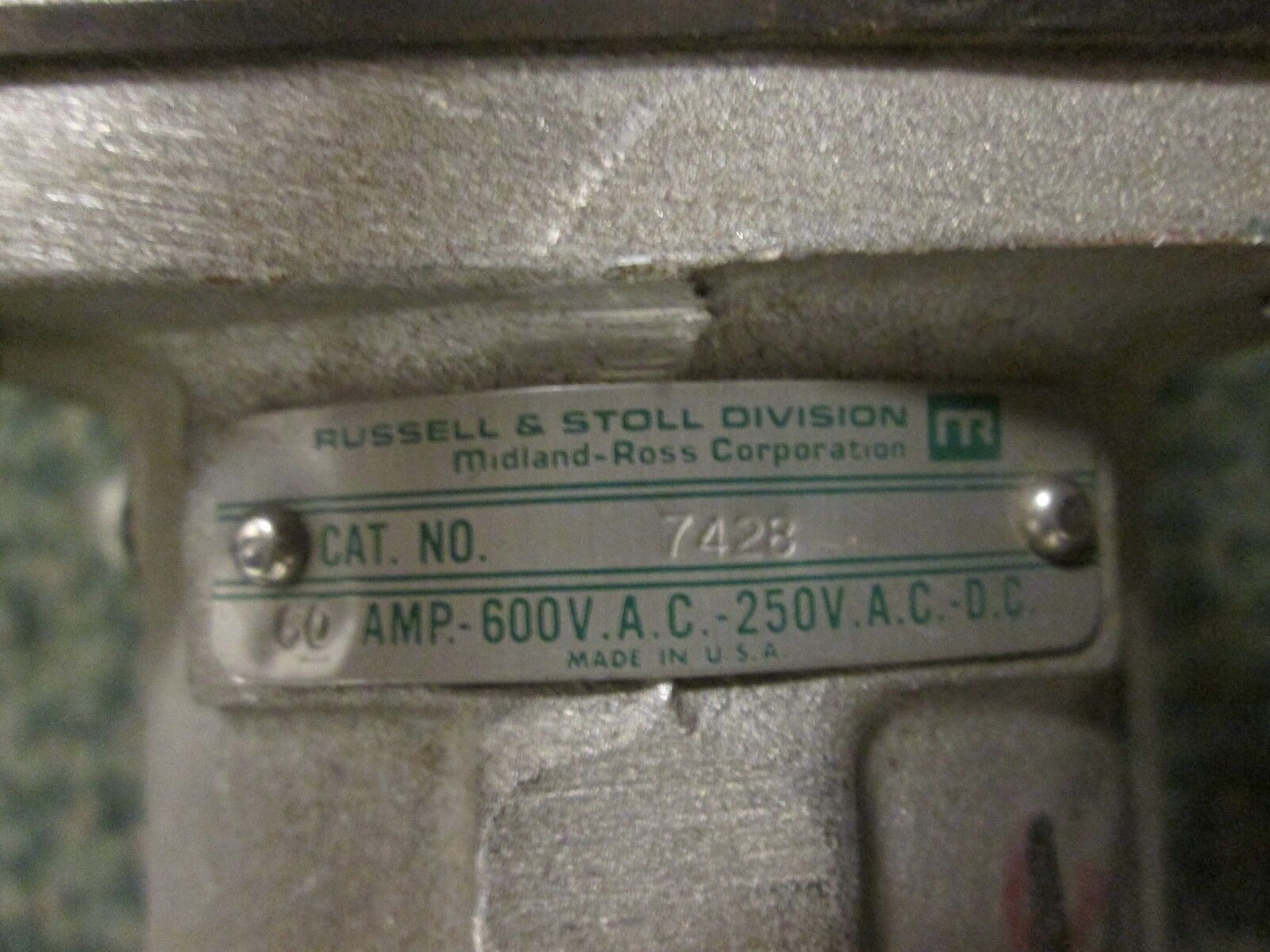 Russellstoll Connector 7428 60A 600V 4W Used